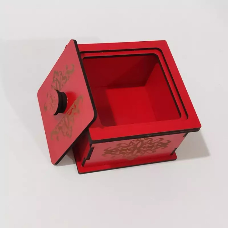 قندان ( و جاشکلاتی و جا آبنباتی) چوبی(ام دی اف3میل) طرح دار(طرح اسلیمی)کوچک