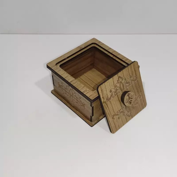 قندان ( و جاشکلاتی و جا آبنباتی) چوبی(ام دی اف3میل) طرح دار(طرح اسلیمی)کوچک