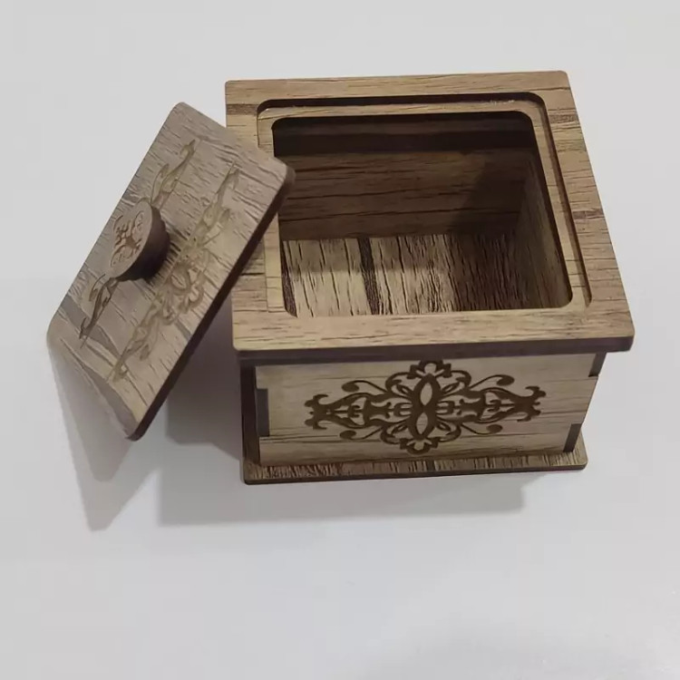 قندان ( و جاشکلاتی و جا آبنباتی) چوبی(ام دی اف3میل) طرح دار(طرح اسلیمی)کوچک