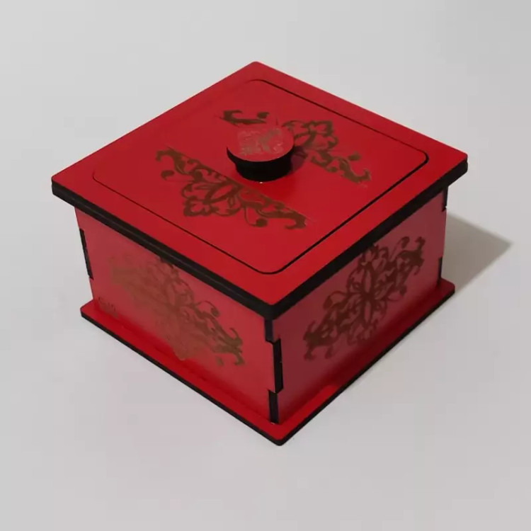 قندان ( و جاشکلاتی و جا آبنباتی) چوبی(ام دی اف3میل) طرح دار(طرح اسلیمی)کوچک