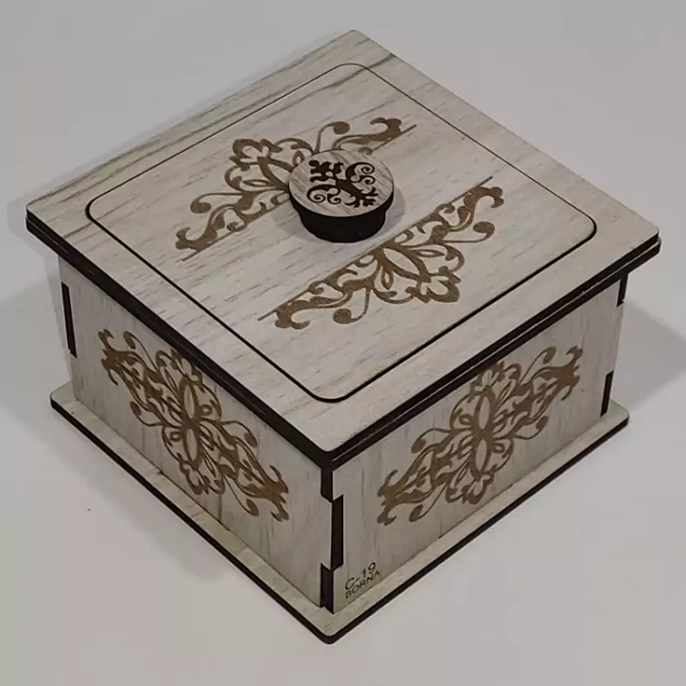 قندان ( و جاشکلاتی و جا آبنباتی) چوبی(ام دی اف3میل) طرح دار(طرح اسلیمی)کوچک