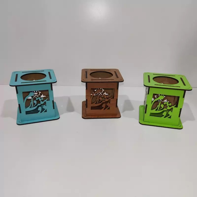 جامدادی رو میزی ام دی اف سه میل با طرح دوست دارم کد D-3 سه رنگ