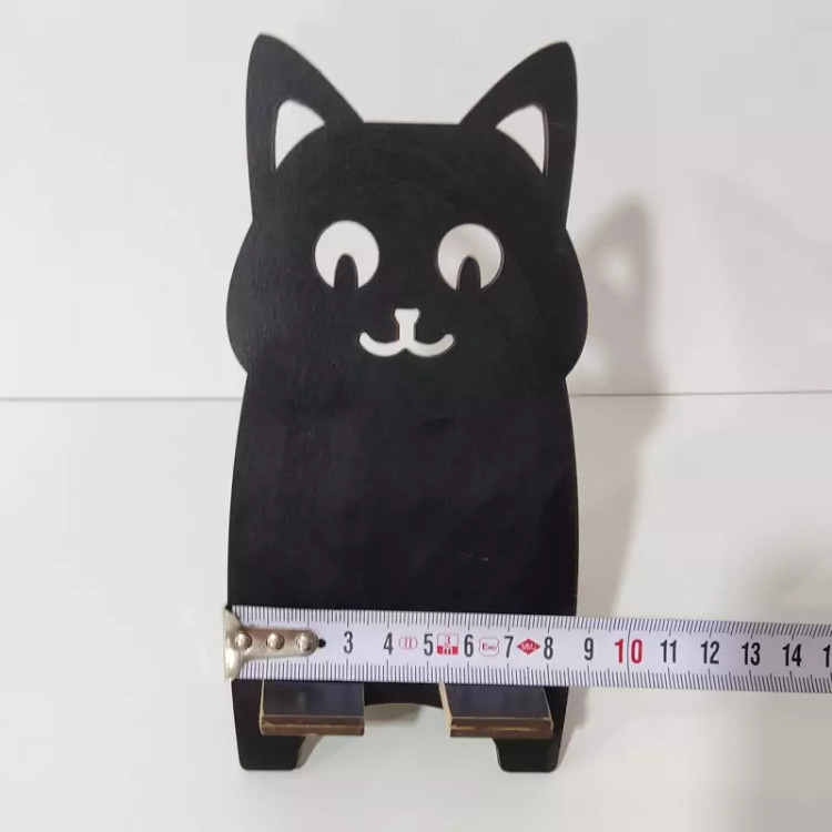 پایه چوبی نگهدارنده گوشی موبایل طرح گربه کدe-3