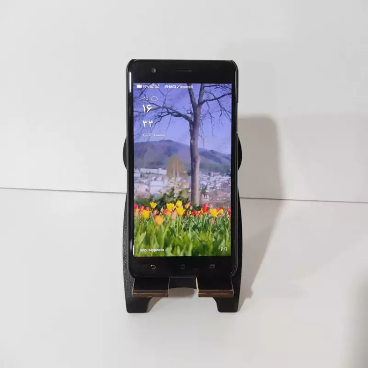 پایه چوبی نگهدارنده گوشی موبایل طرح گربه کدe-3