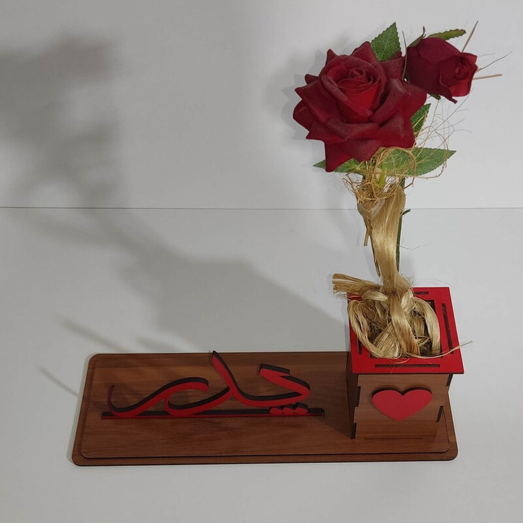 جای گل با کلمه پدر ( جامدادی - جاقلمی ) چوبی مناسب هدیه روز پدر