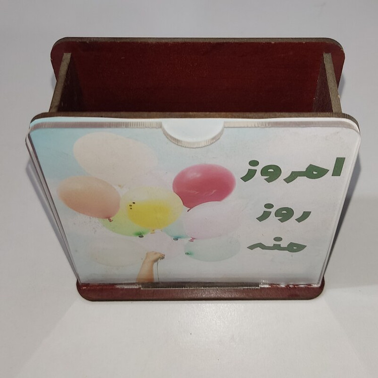 جامدادی رو میزی چوبی ام دی اف سه میل - همراه با جای عکس