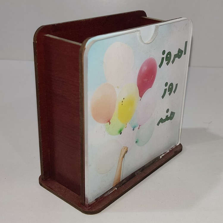 جامدادی رو میزی چوبی ام دی اف سه میل - همراه با جای عکس