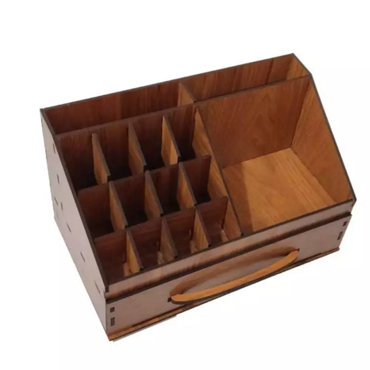 نظم دهنده (جعبه) لوازم التحریر (چوبی) رنگ طرح چوب (فندوقی