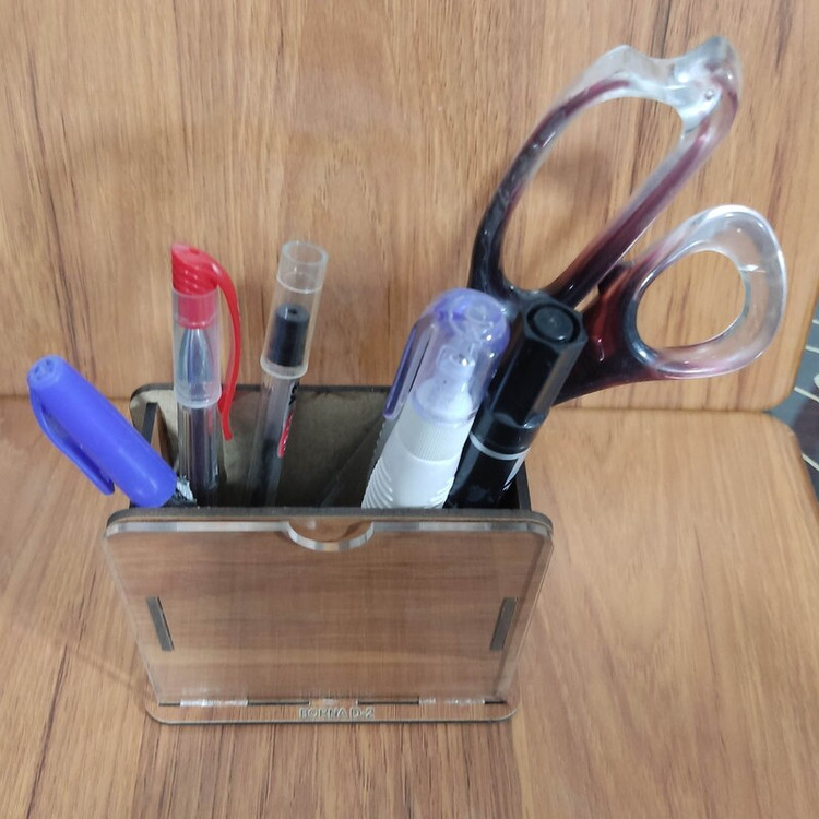 جامدادی رو میزی چوبی ام دی اف سه میل - همراه با جای عکس