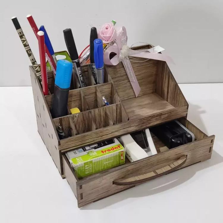 نظم دهنده (جعبه) لوازم التحریر (چوبی) رنگ طرح چوب
