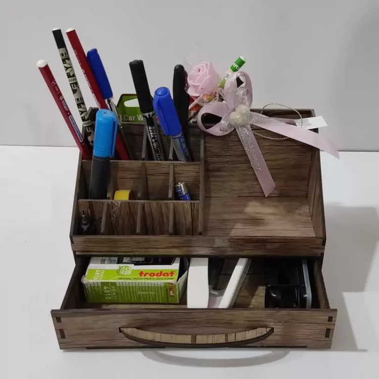نظم دهنده (جعبه) لوازم التحریر (چوبی) رنگ طرح چوب