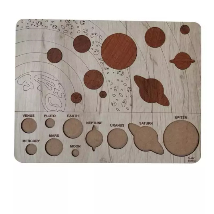 بازی آموزشی مدل جورچین طرح سیاره منظومه شمسی ام دی اف کد k-47