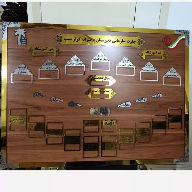 تابلو چارت سازمانی مدارس و ارگان ها2 سفارشی با حک دلخواه