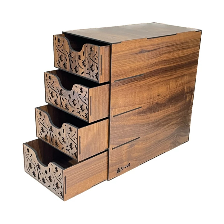فایل کشویی چهارطبقه طرح گل کد f-28