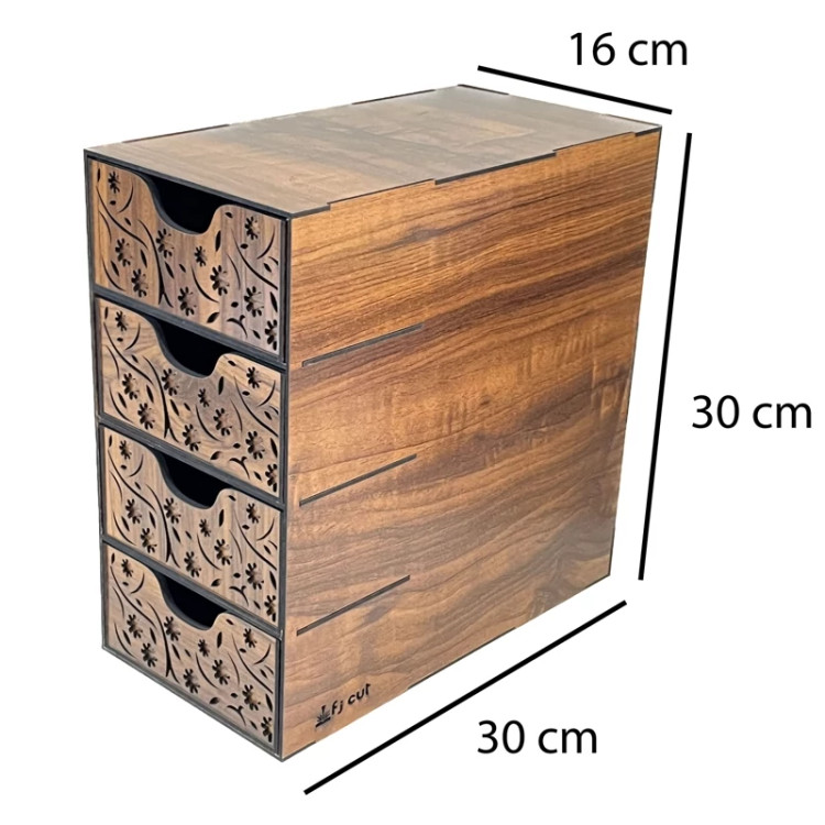 فایل کشویی چهارطبقه طرح گل کد f-28